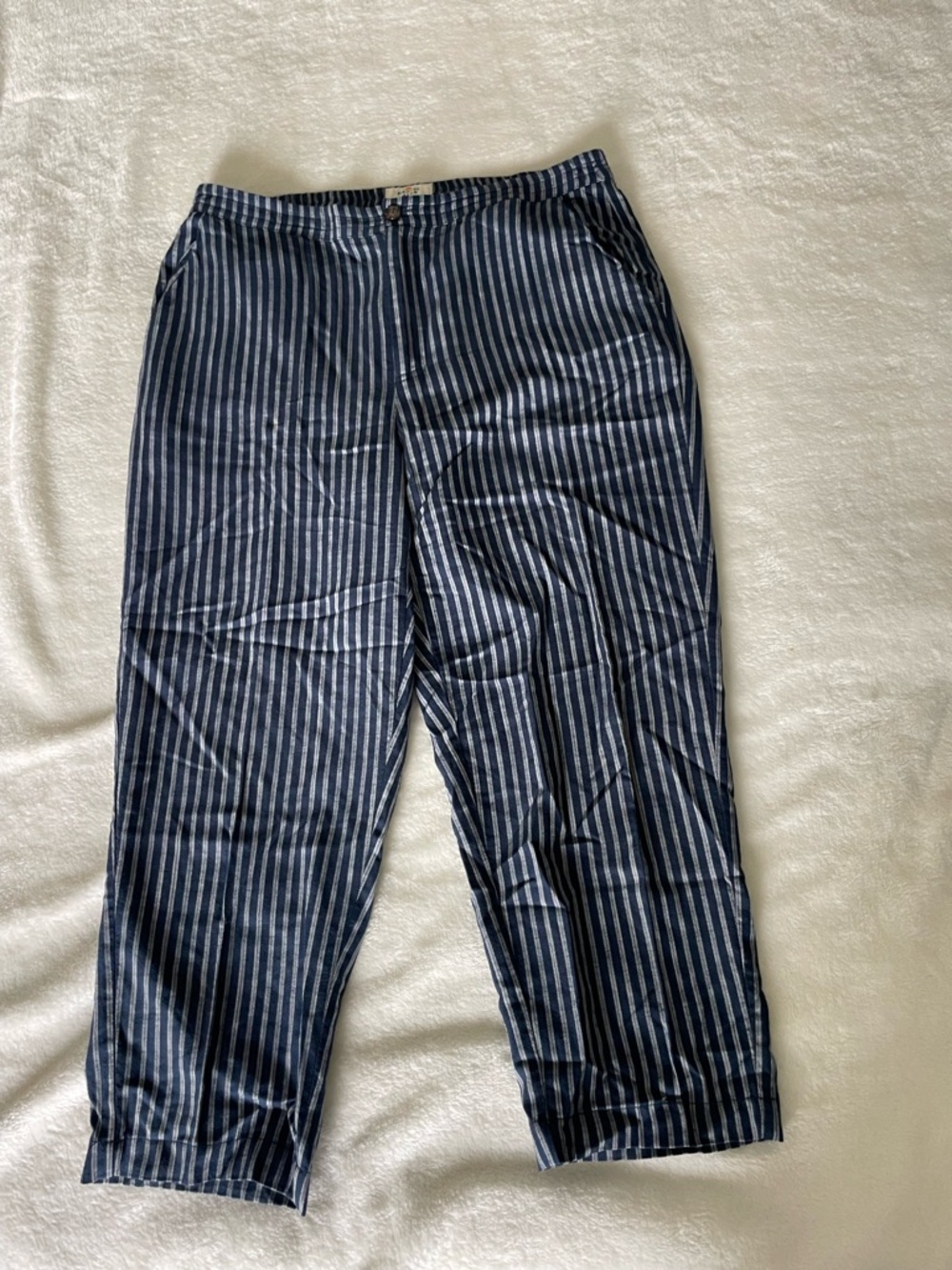 Marine Layer Navy and White Striped Relaxed Pants